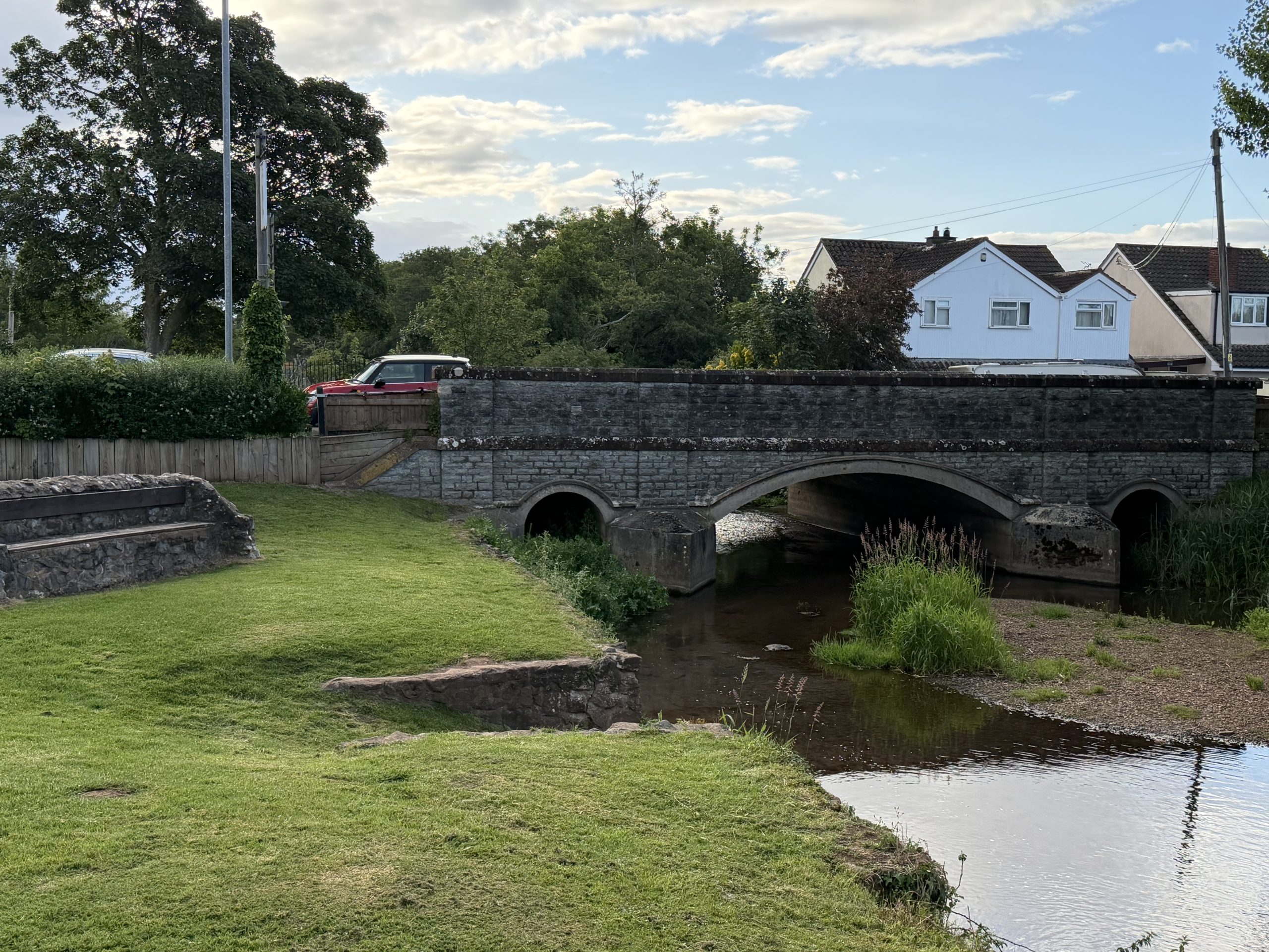 Historic bridge over the brook in Cannington, Somerset
