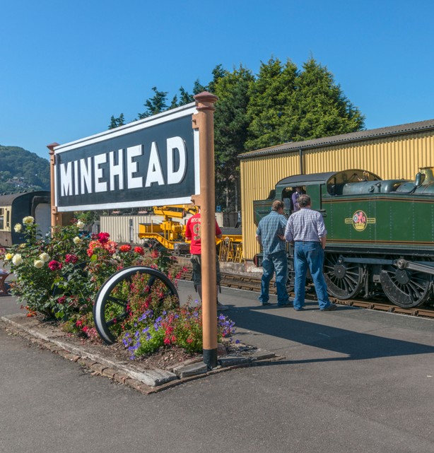 West Somerset Railway locomotive at Minehead Station in Somerset