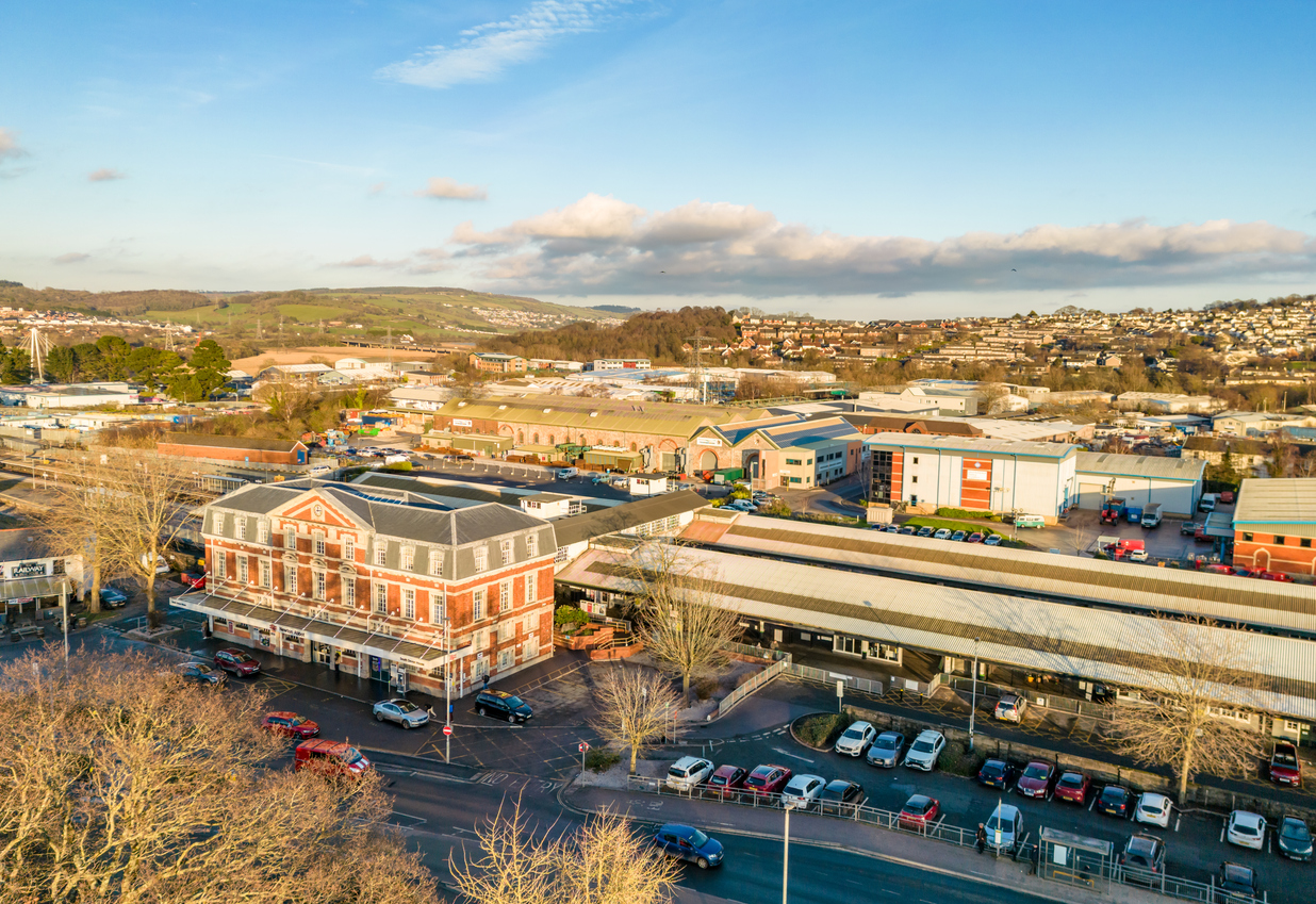 Newton Abbot Railway Station and town centre in Devon