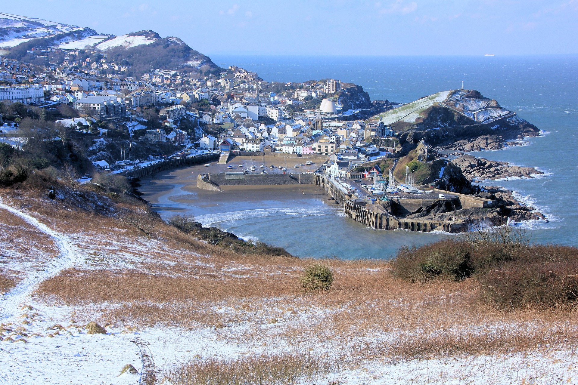 Panoramic view of Ilfracombe Harbour and coastline in North Devon