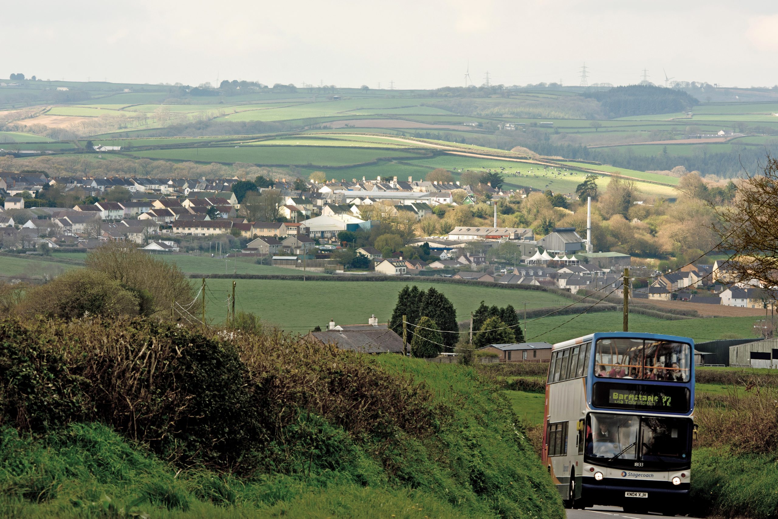 Great Torrington surrounded by the rolling North Devon countryside