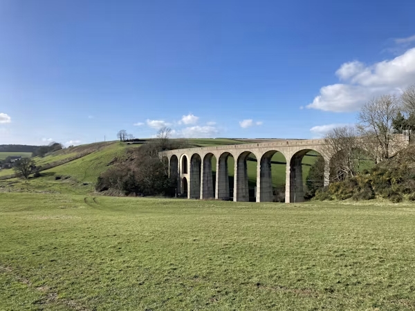 Historic railway viaduct in the countryside near Ivybridge, Devon