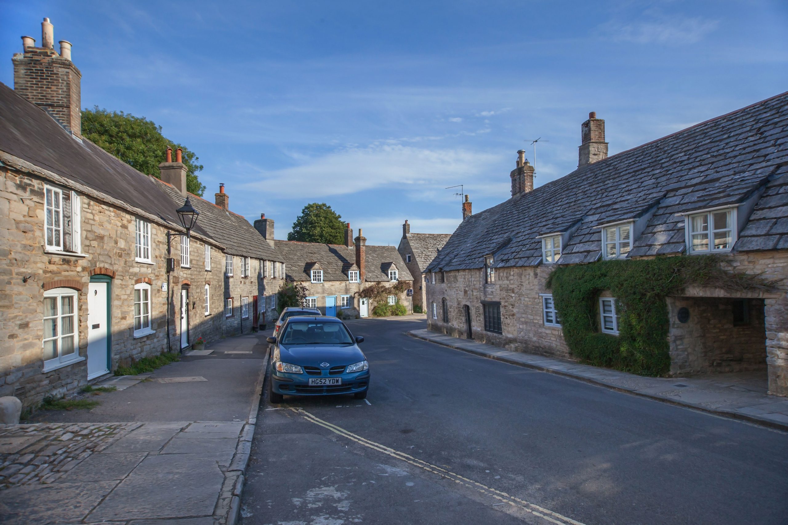 Traditional stone homes on a historic street in Langport, Somerset