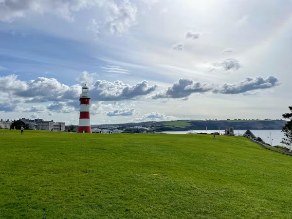 Smeaton's Tower on Plymouth Hoe overlooking Plymouth Sound