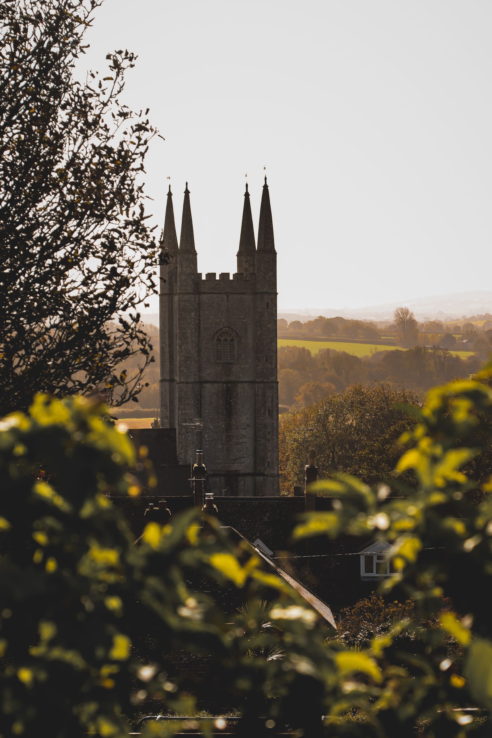 St Michael and All Angels Church overlooking Somerton and the Somerset countryside