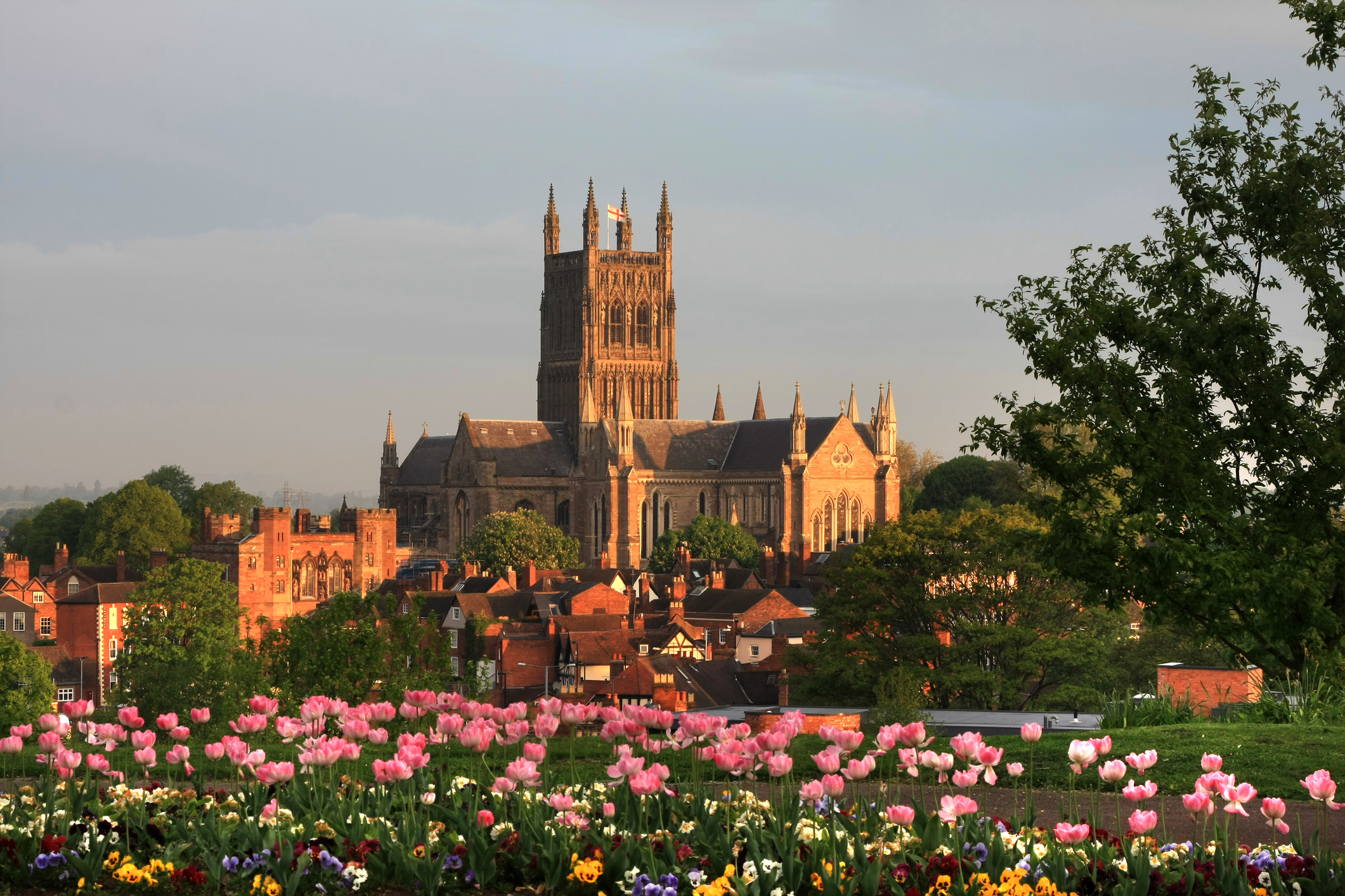 Worcester Cathedral overlooking the historic city of Worcester