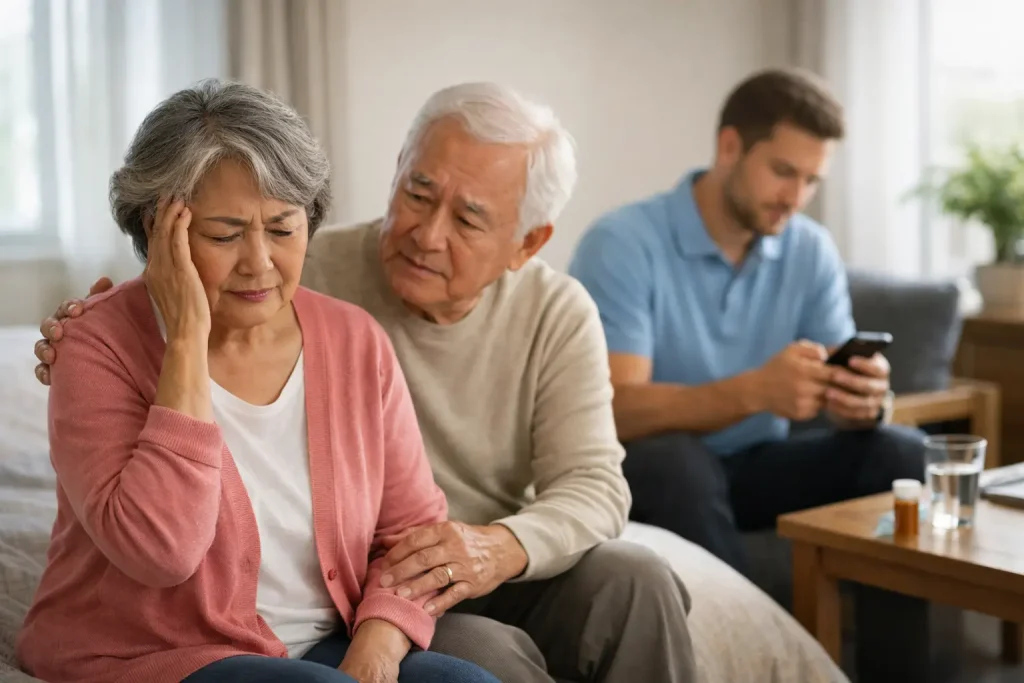 Older couple concerned that scheduled care visits are no longer meeting their needs at home