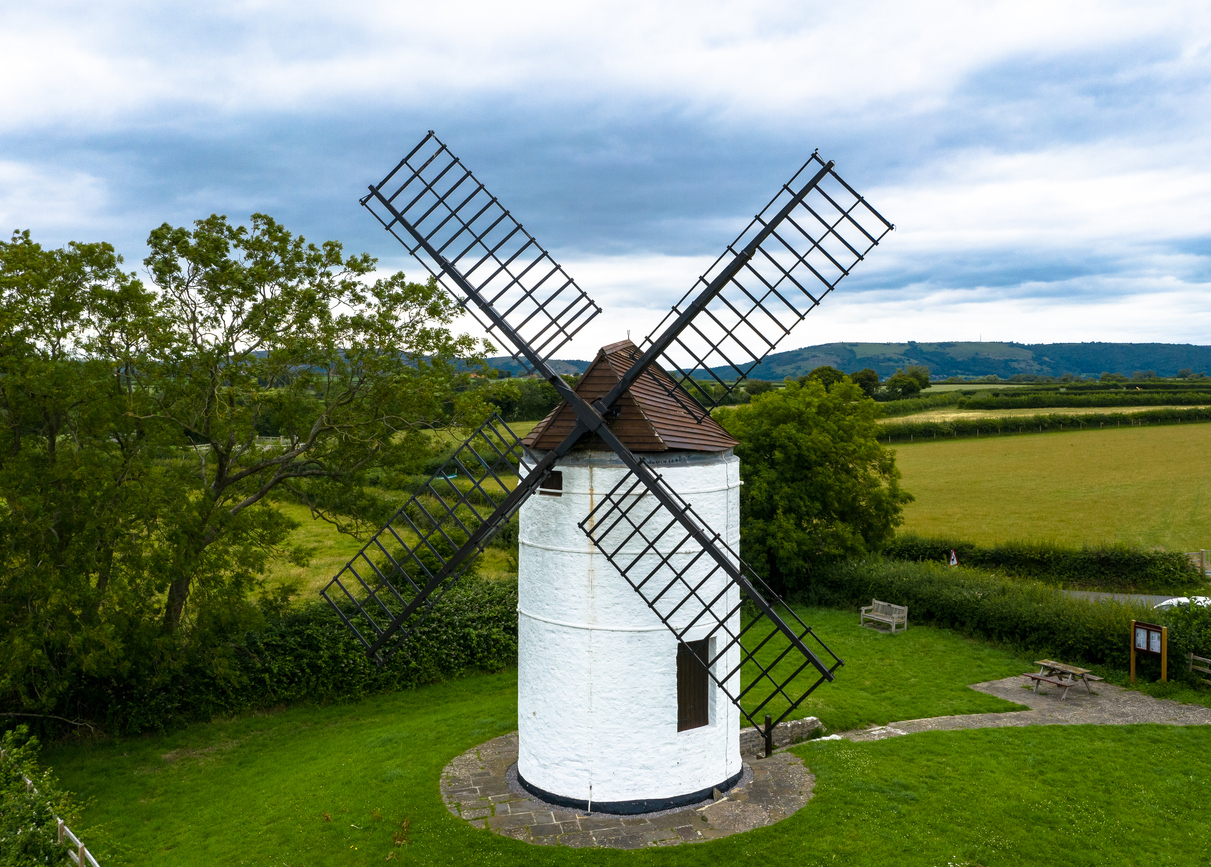Ashton Windmill in the countryside near Wedmore, Somerset