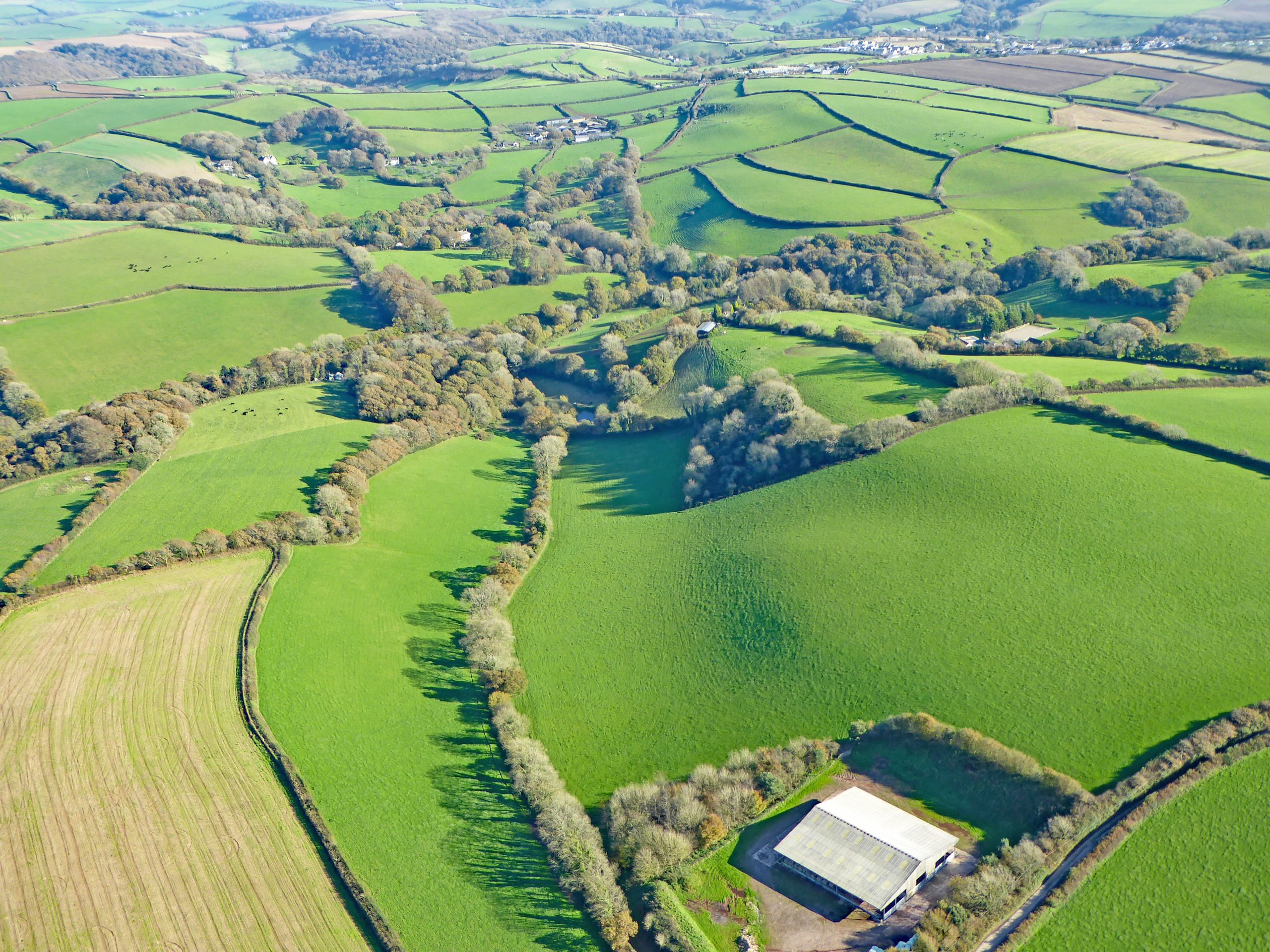 Rolling countryside and farmland around Barnstaple in North Devon
