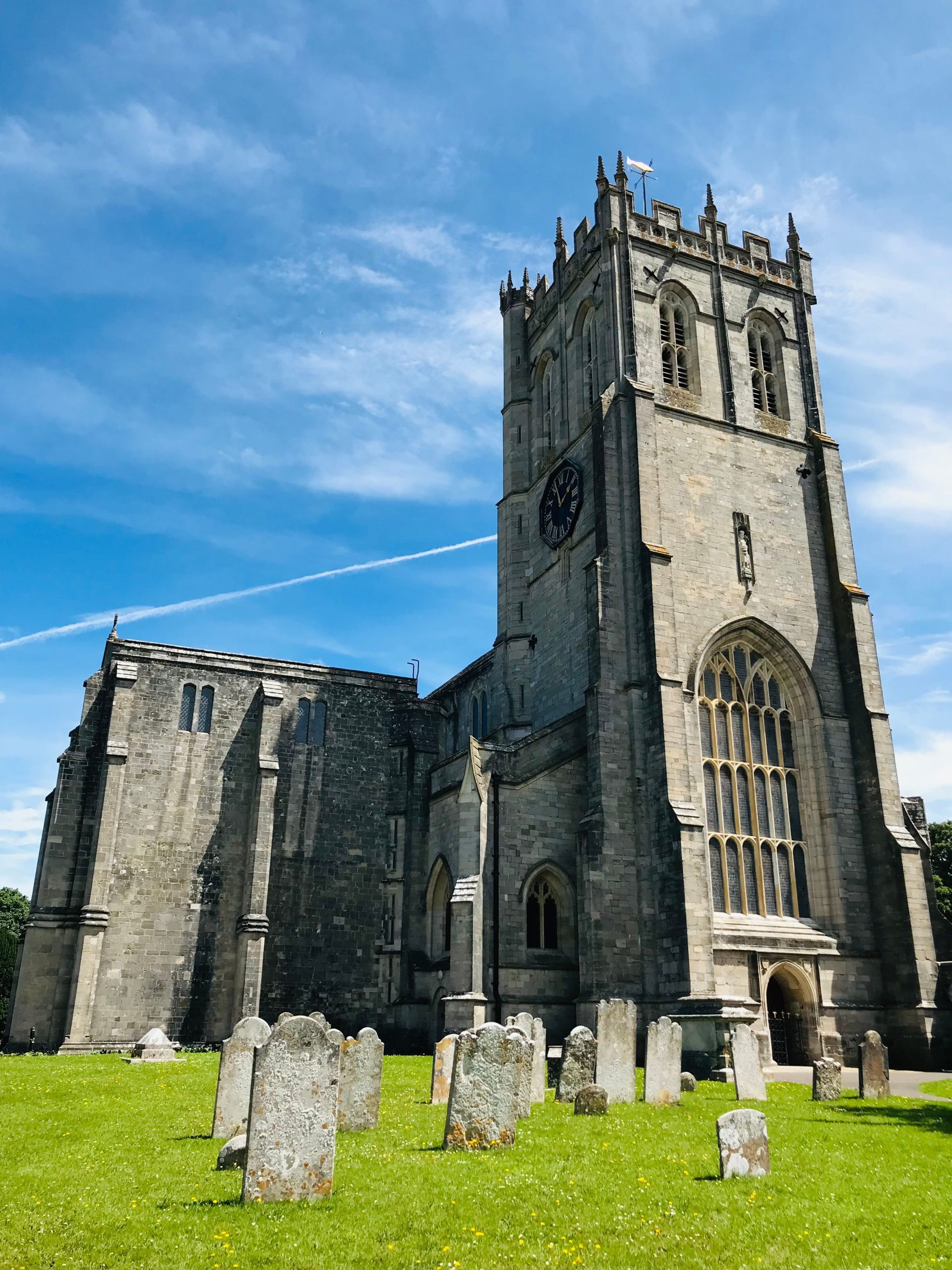 Christchurch Priory and churchyard in Christchurch, Dorset
