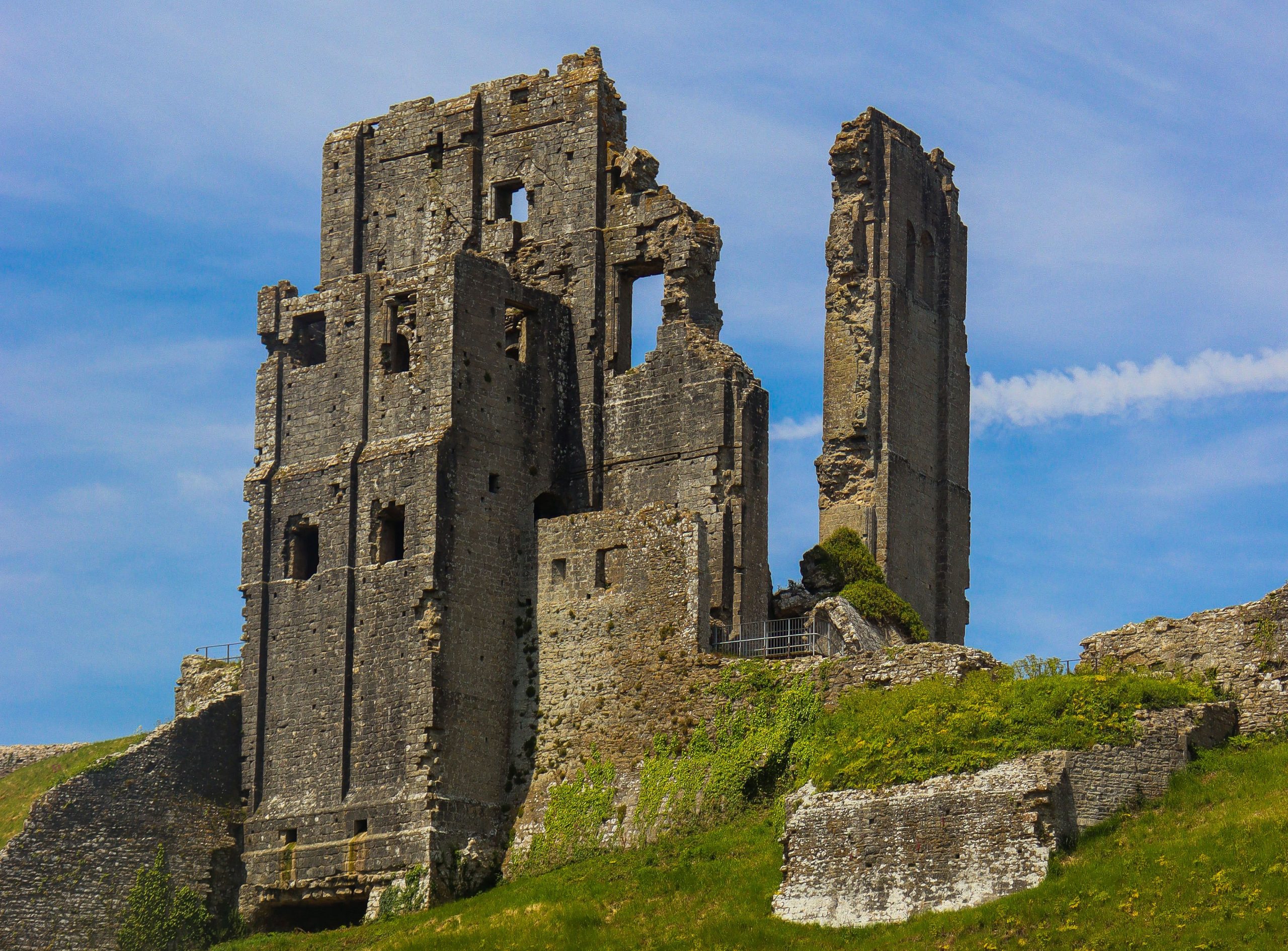 Historic ruins of Corfe Castle in Dorset