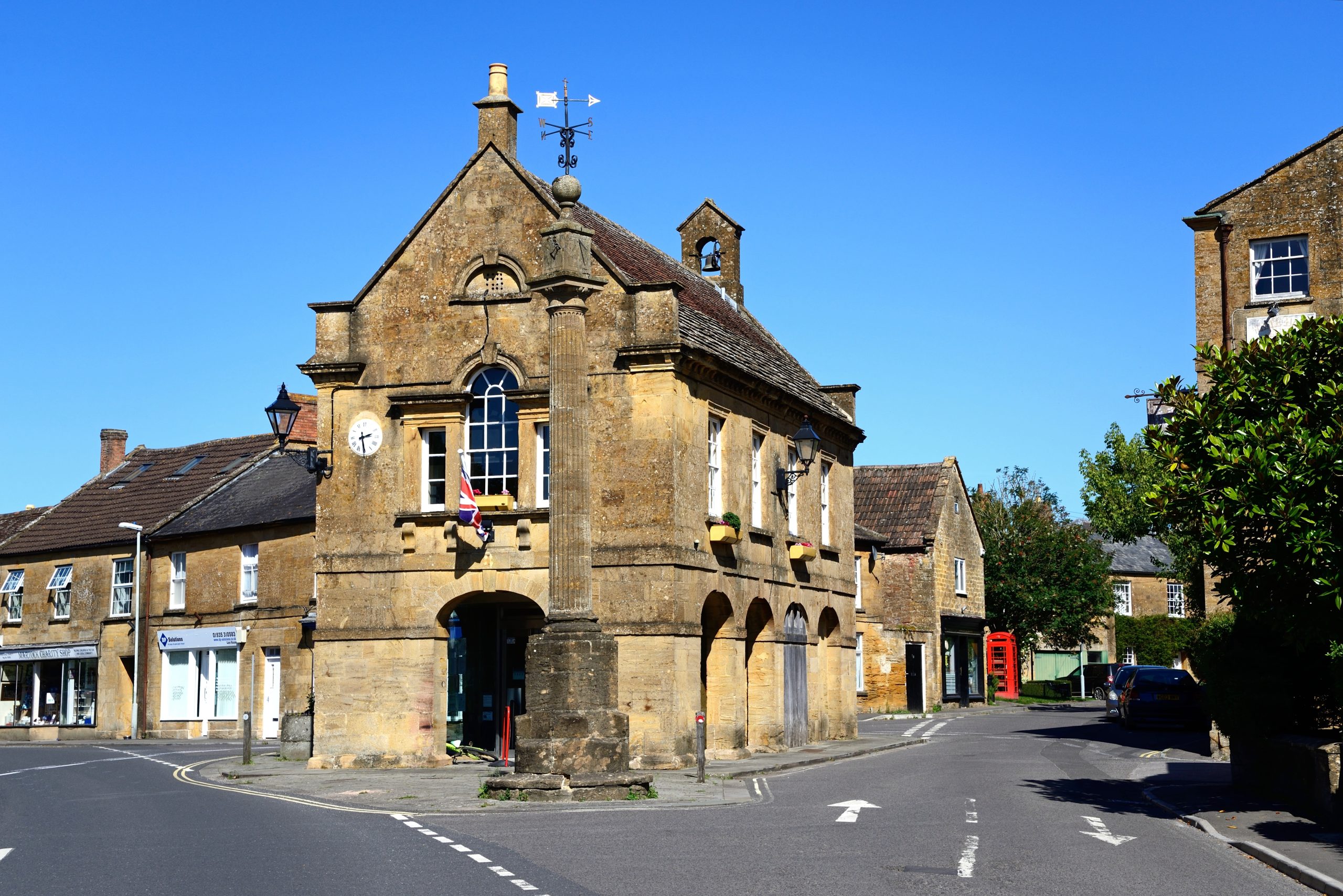 Historic Market House in the centre of Martock, Somerset