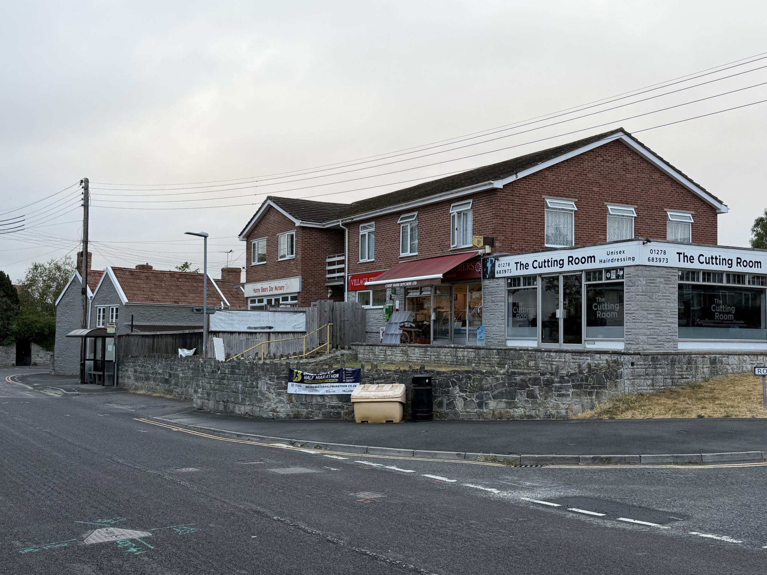 Local shops and businesses in the centre of Puriton, Somerset