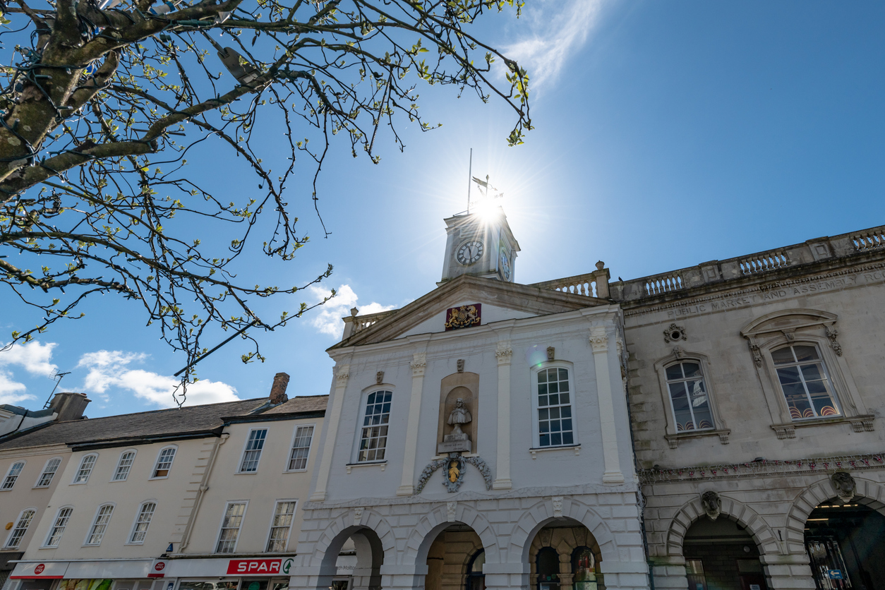 South Molton Town Hall in the historic centre of South Molton, North Devon