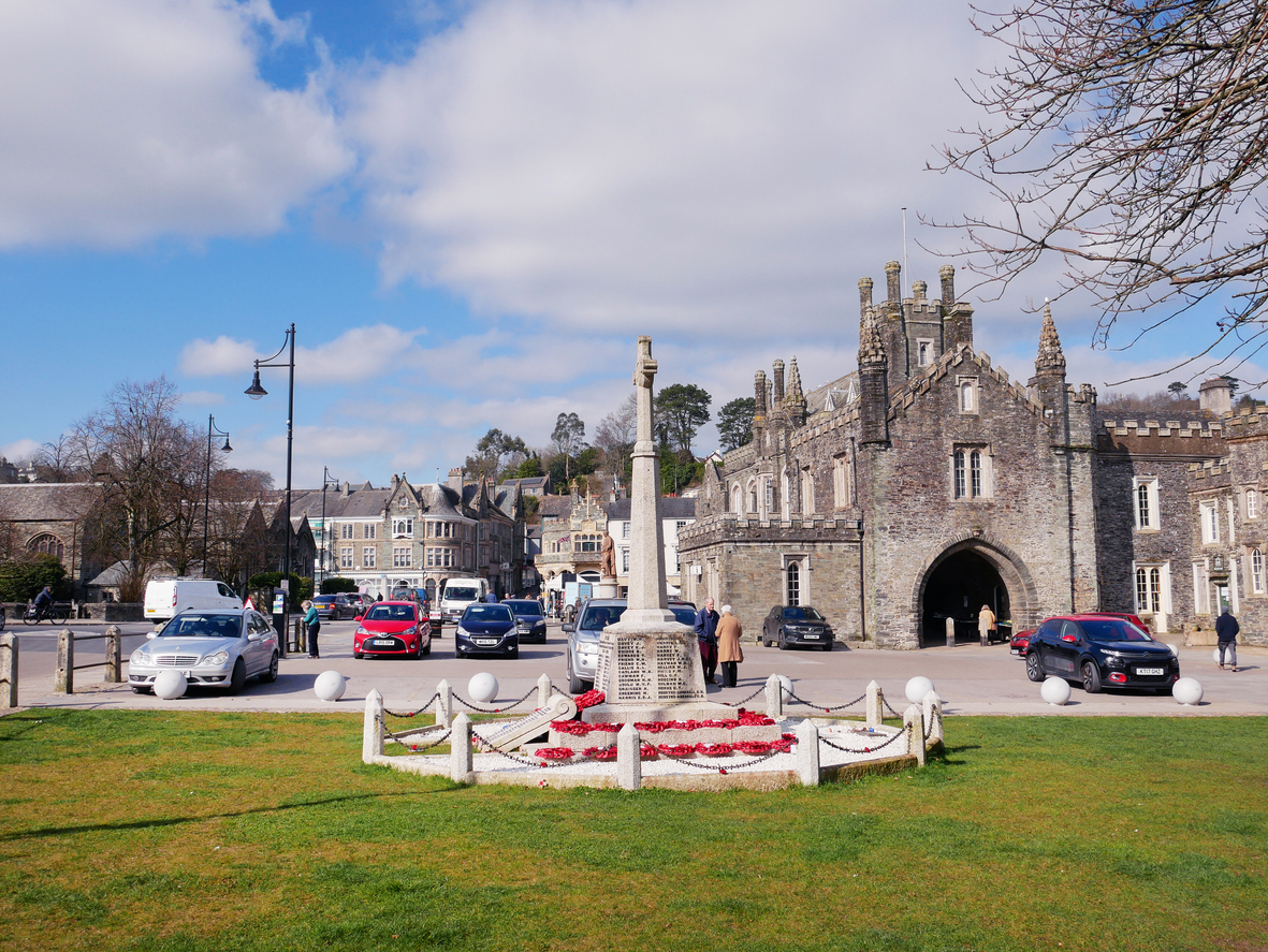 Tavistock Town Hall and Guildhall in the historic centre of Tavistock, Devon