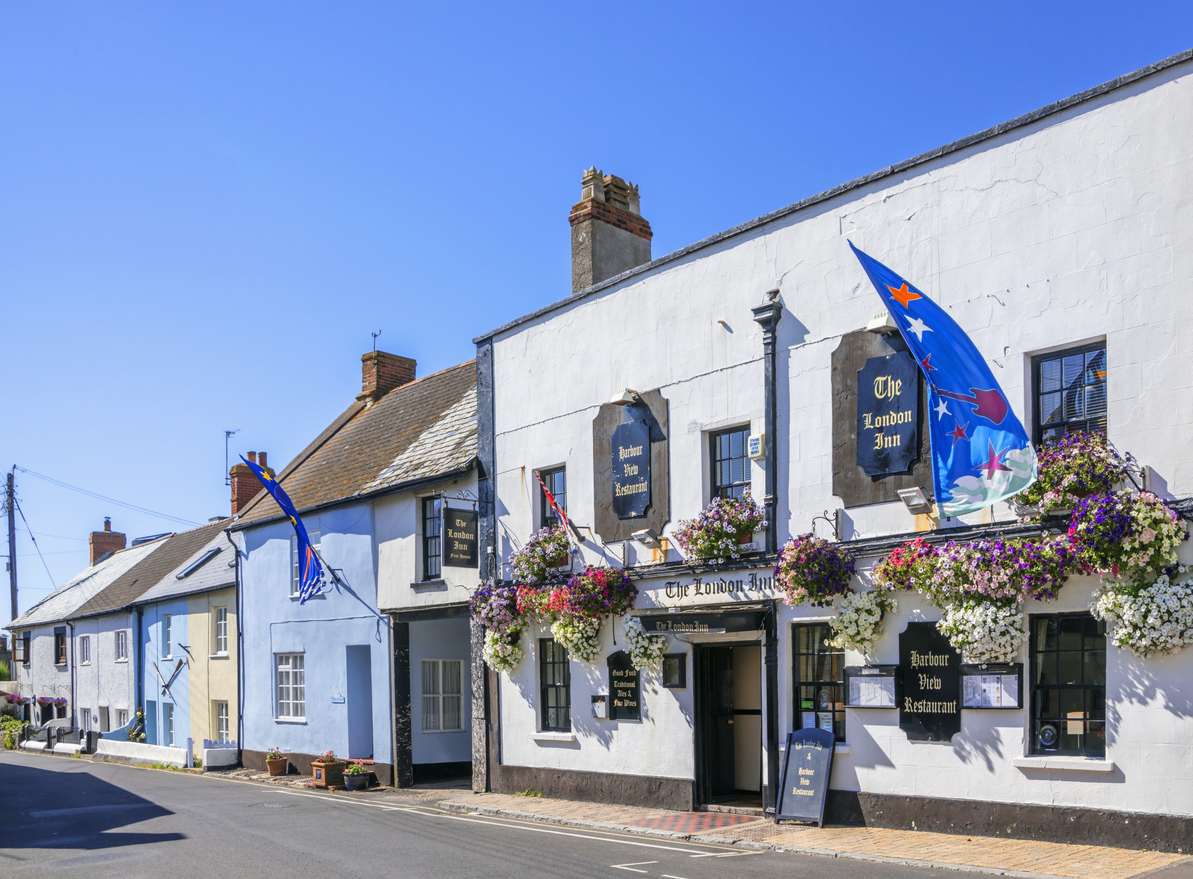 The London Inn and traditional buildings in Watchet, Somerset