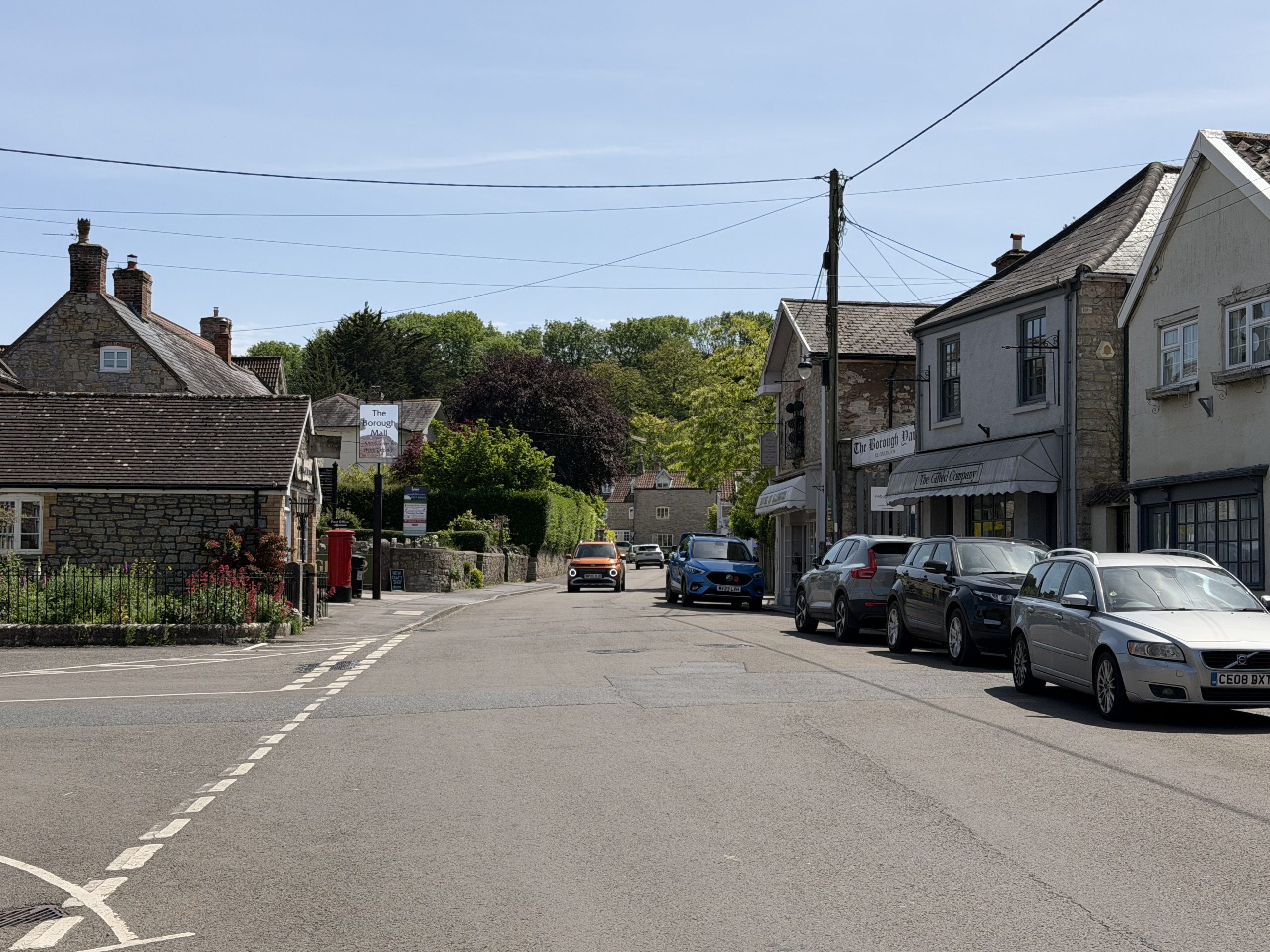 The Borough in Wedmore with local shops and traditional village buildings