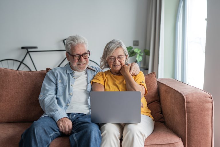 Older couple enjoying companionship care at home