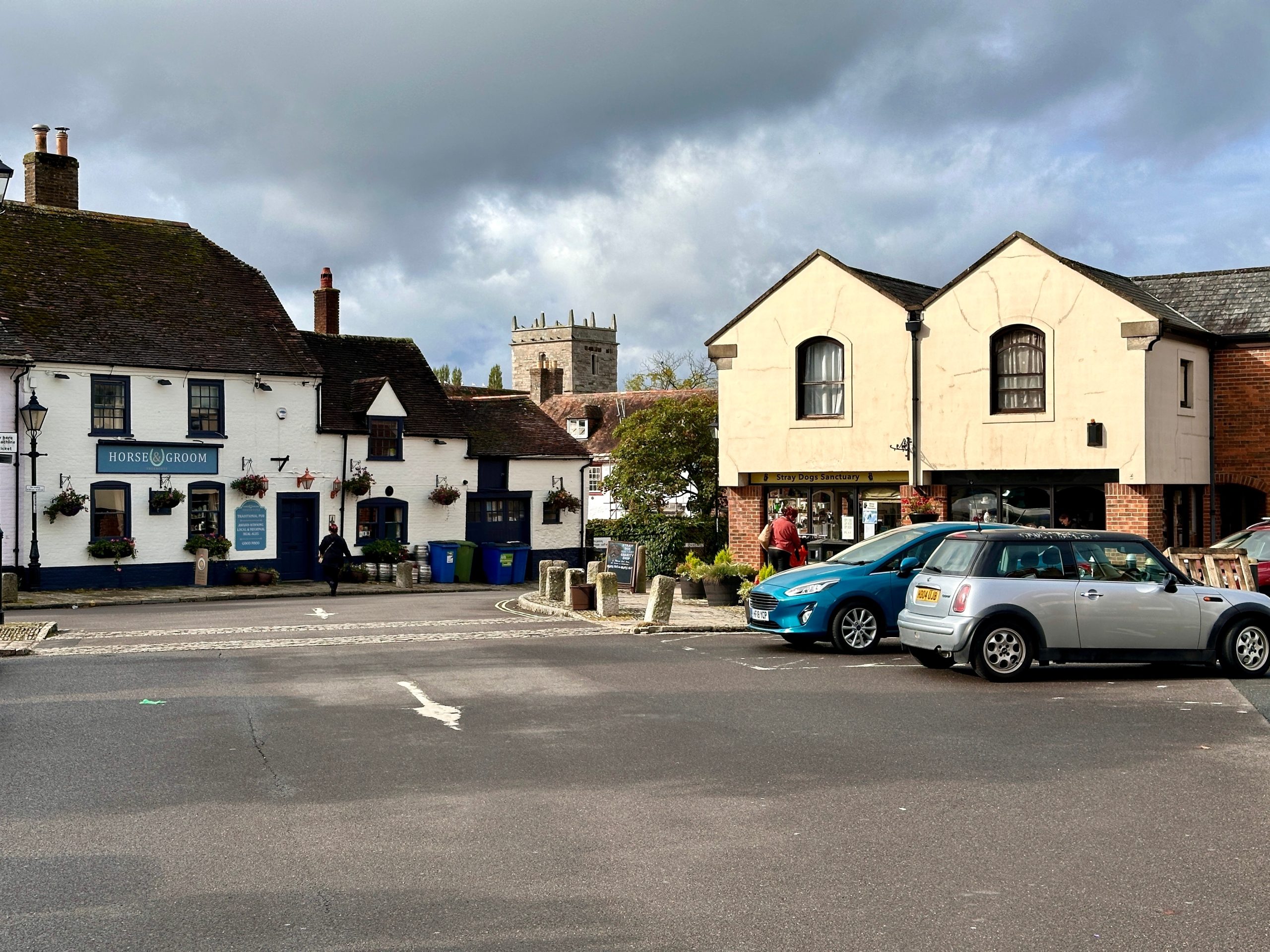 Local shops and businesses in Wareham with Lady St Mary Church in Dorset