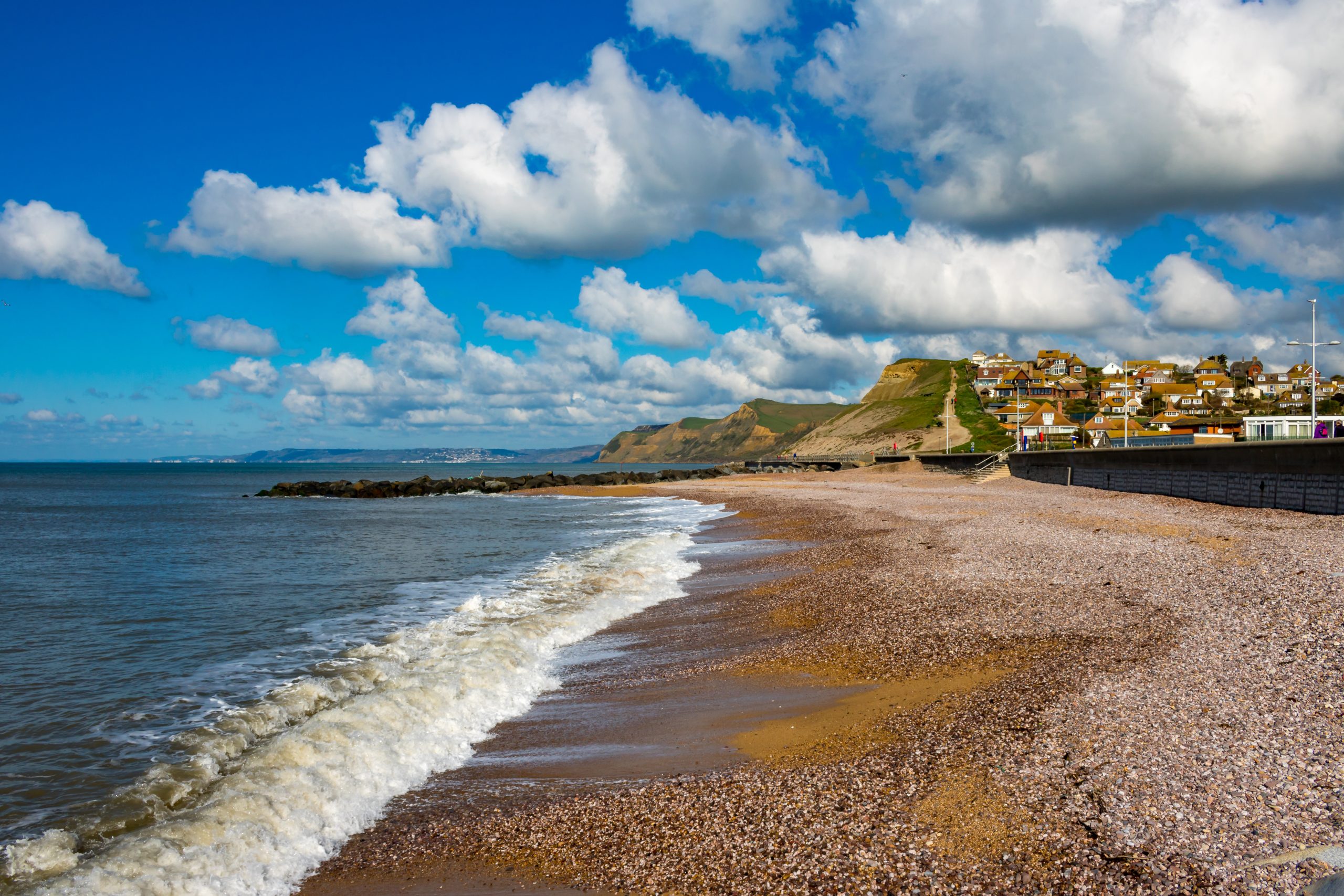 West Bay beach and East Cliff near Bridport on the Dorset Jurassic Coast