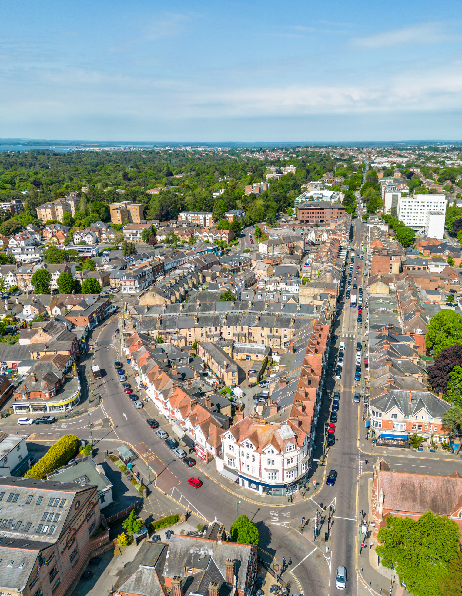 Aerial view of Westbourne in Bournemouth, Dorset