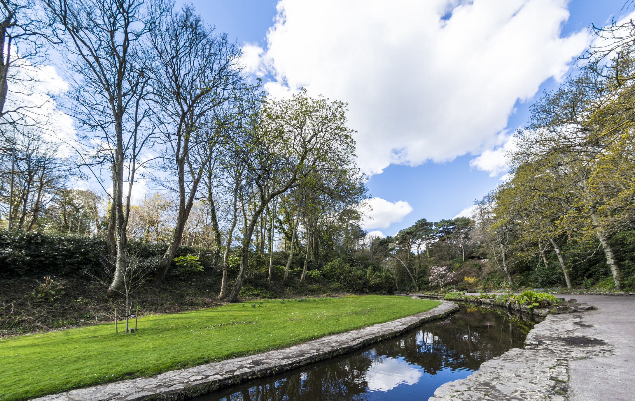 Branksome Chine with stream, lawns and woodland in Dorset