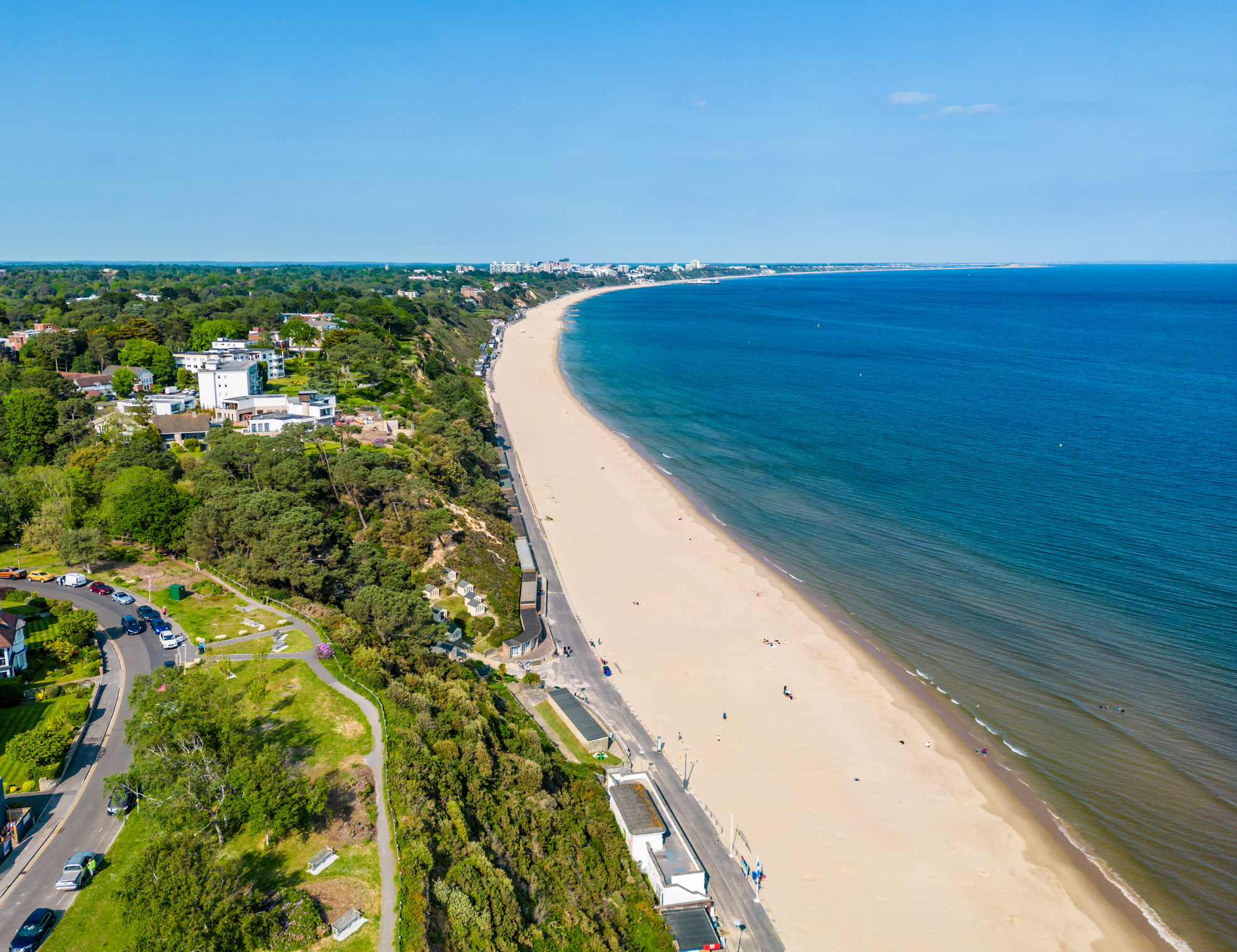 Canford Cliffs Beach looking towards Branksome Chine on the Dorset coast