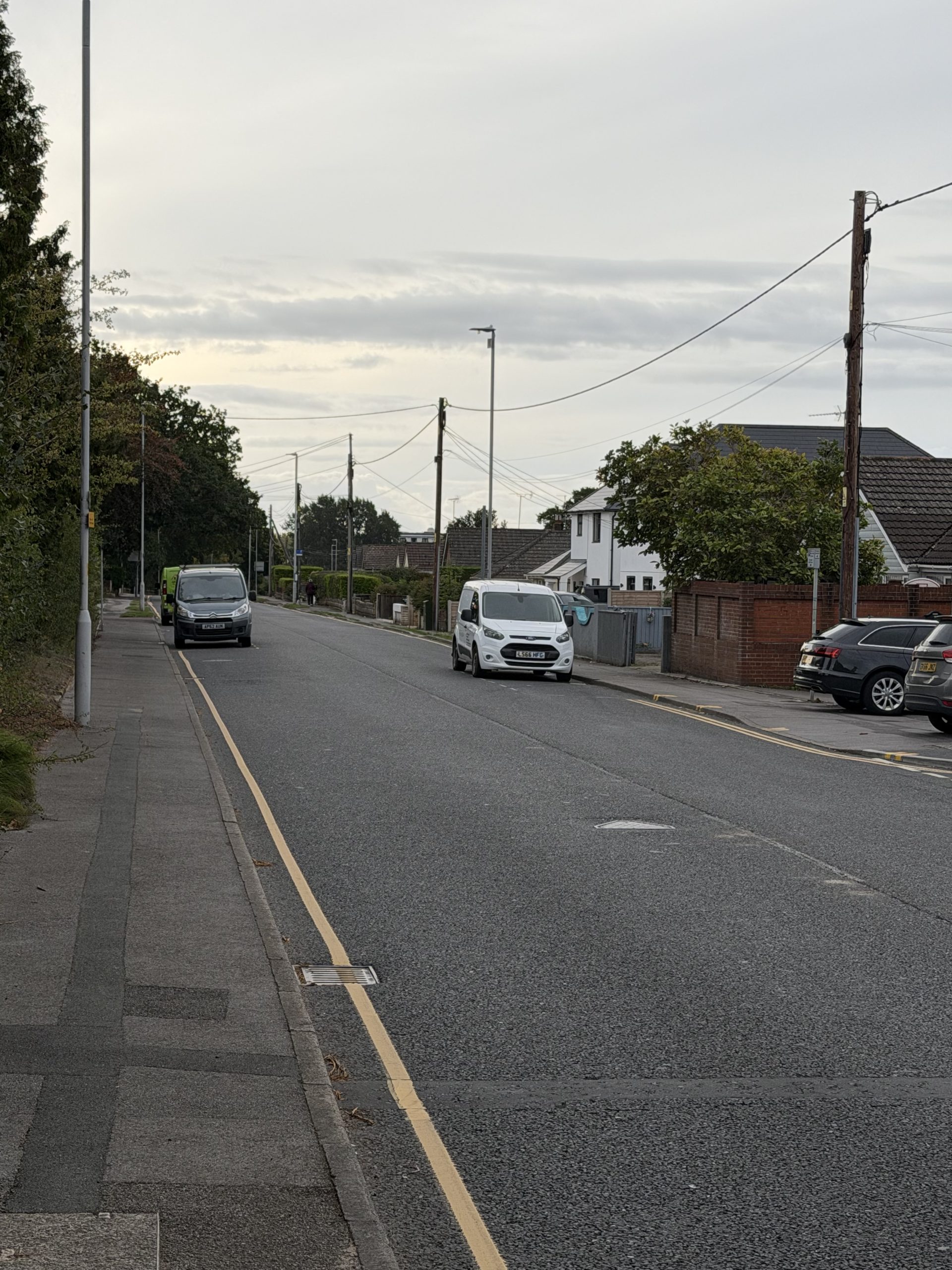 Residential street in Creekmoor, Poole, Dorset, with houses, pavements and established neighbourhood surroundings.