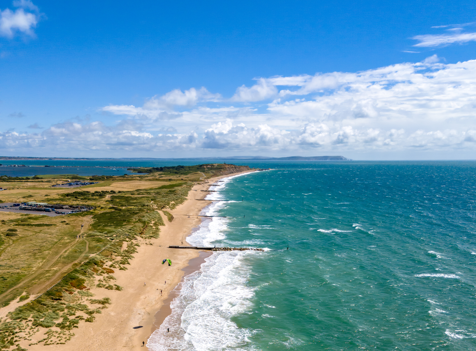 Aerial view of Hengistbury Head near Southbourne in Dorset