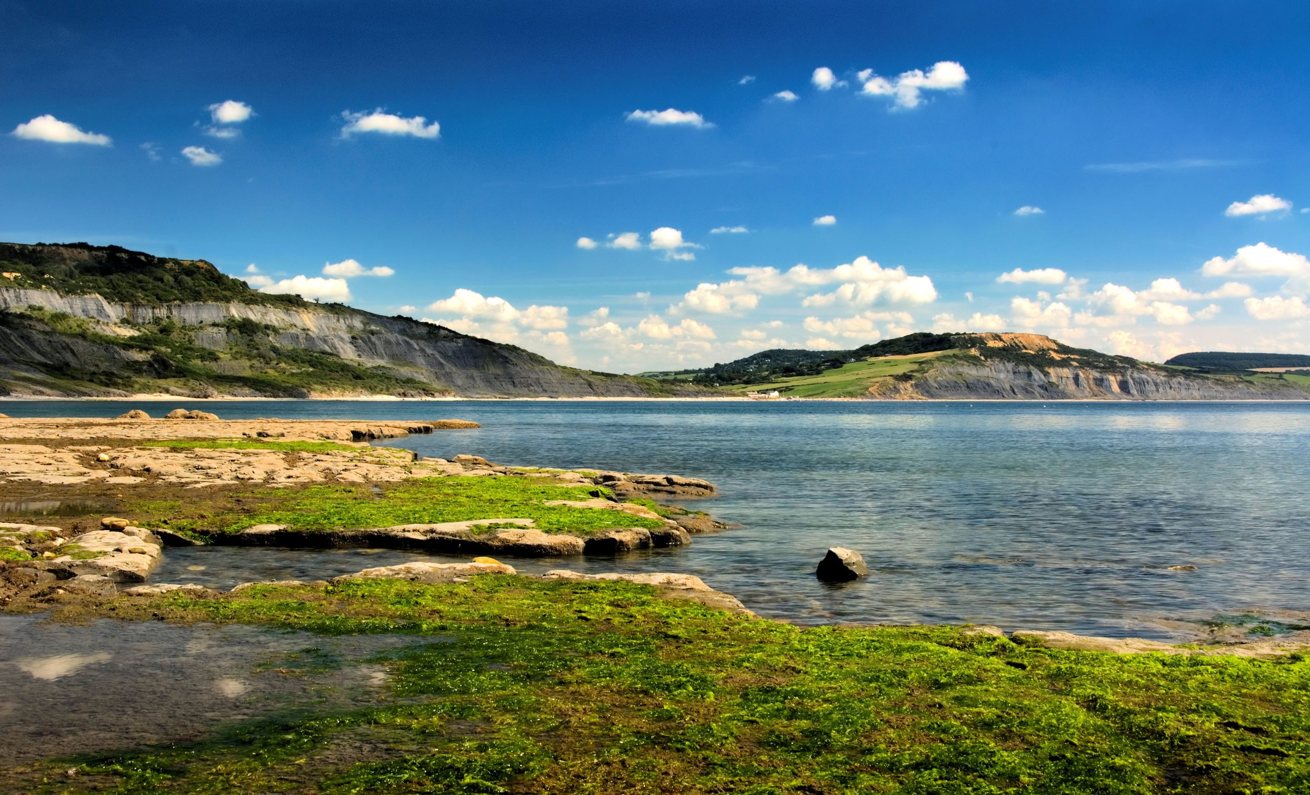 Jurassic Coast cliffs and shoreline near Lyme Regis in Dorset