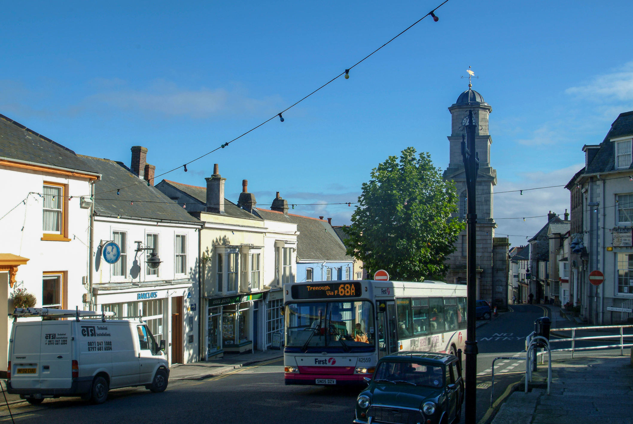 Historic Penryn town centre and clock tower in Cornwall, where Live In Care provides personalised care at home.